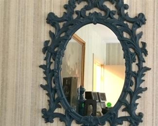 Blue scroll mirror.