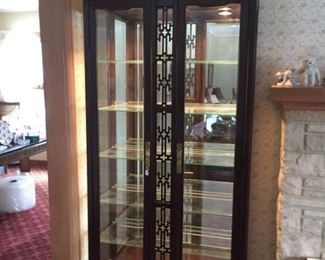 beautiful large lighted curio cabinet. approx 79 x 39 x 14 $250