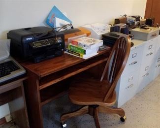 White multi charge station, printers, computer desk/table