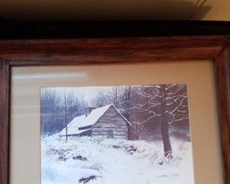 Detail of Cabin with smoke from the chimney