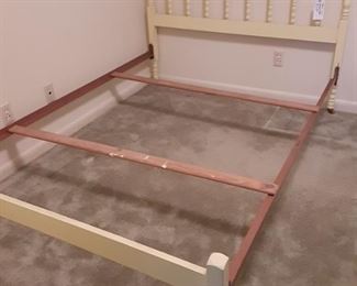 Jenny Lind wooden bed, double size, metal side rails - no screws!, & wooden footboard