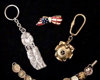 Key chains and vintage bracelet