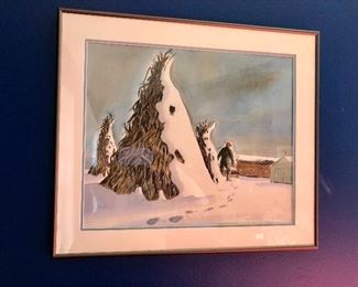Snow scene signed