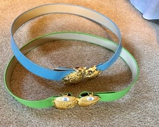 Multi colored belts and belt buckles