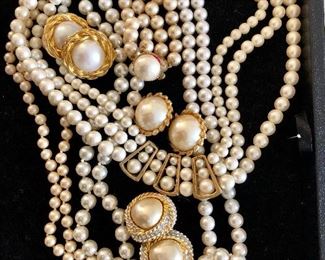 Costume jewelry - pearl necklaces, bracelets, earrings