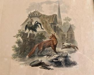 Detail Fox and rooster scene