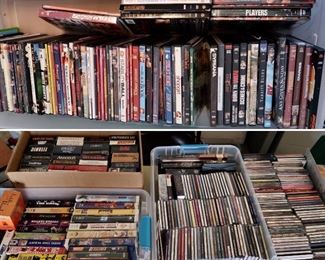 Many DVD's - CD's - VHS Tapes