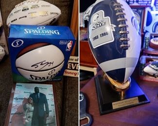 Autographed Shaquille O'Neal Basketball & Penn State Collectible Football