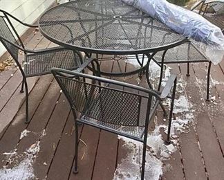 Iron Patio Table 4 Chairs & Umbrella. https://ctbids.com/#!/description/share/310267