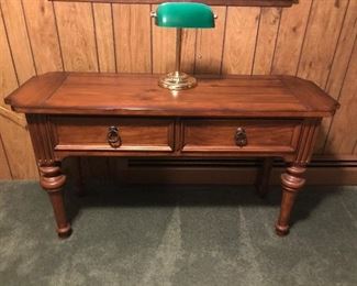 Console with bankers lamp