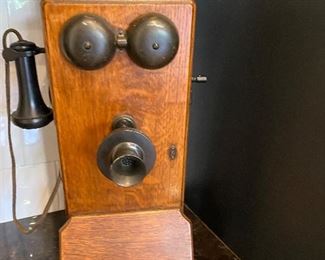 Antique Crank Oak Telephone