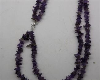 Sterling Amethyst Necklace Double Strand Necklace