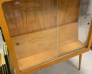 Glass front storage cabinet (has 2 shelves)