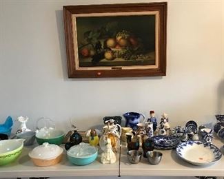 Pyrex vintage, Blue and White including Delft