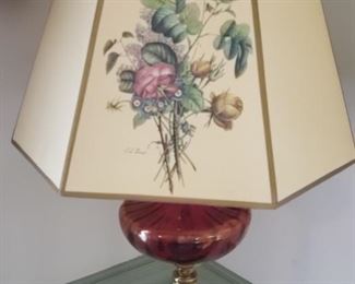 Cranberry Glass Floor lamp, needs switch repair