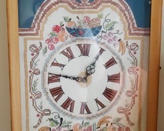 Vintage Needlepoint clock, made by Grandmother