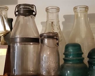 Antique milk bottle collection, some local