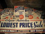 LARGE GROUP OF GROCERY ADVERTISING SIGNS , PAPER CARDS AND WINDOW SIGNS,