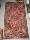 ORIENTAL STYLE RUG , WITH REDS AND BLUE COLORS , 48X27 INCHES