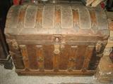 ANTIQUE LARGE DOME TOP TRUNK , 31X37X22 INCHES