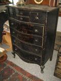 ANTIQUE TALL CHEST, 8 DRAWERS, FOUR OVER FOUR, DARK FINISH, HARD TO TELL TYPE OF WOOD