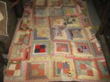 VINTAGE QUILT, 84X70 INCHES , GOOD BRIGHT COLORS , BOTH SIDES