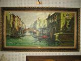 1960'S OIL ON CANVAS, FRAMED AND SIGNED D. AMICO , 30X54 INCHES