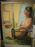 OIL ON CANVAS PAINTING, UNSIGNED, 36X 50 INCHES , NUDE LADY