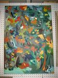 ORIGINAL OIL ON CANVAS, SIGNED, HARRI 64, MODERN ART, FLOWERS, 34X24 INCHES