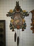 COO COO CLOCK, WOOD CLOCK WITH DEER ON TOP, WITH WEIGHTS , NO PENDULUM