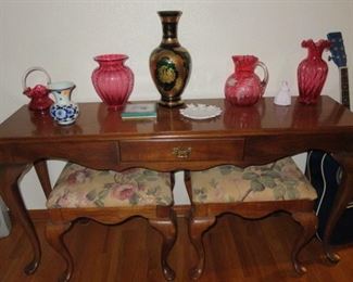 VINTAGE CRANBERRY GLASS - SOFA TABLE