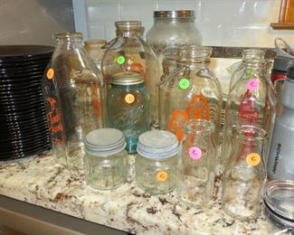 VINTAGE MILK BOTTLES - JARS