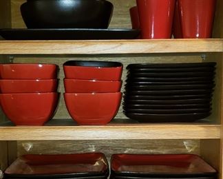 Home Trims Rave Red & Black Dinnerware