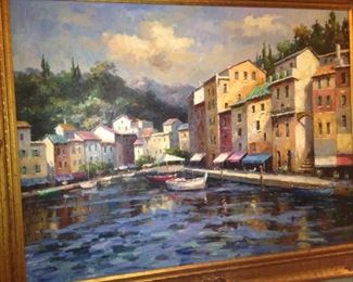 Original oil of Portofino, Italy