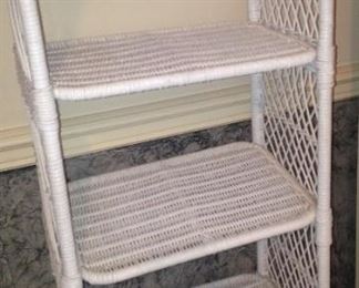 White wicker etagere