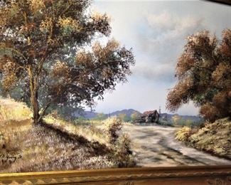 Framed oil by Artist Cecil R. Young Jr.