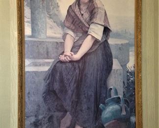 Art of a barefoot girl by a well