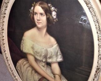 Young lady art - oval frame