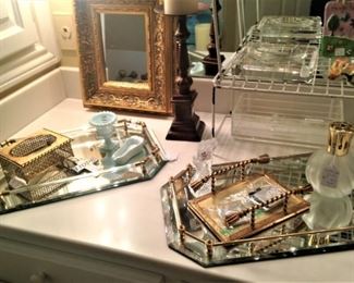 Mirrored vanity trays