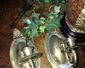 Matching brass wall sconces