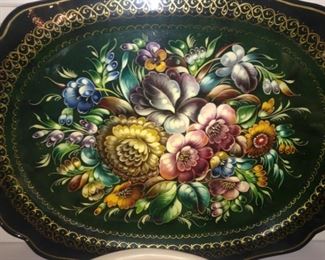 Floral serving tray