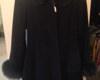 Black fur trimmed coat