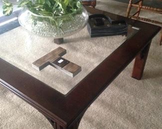 Square glass top coffee table