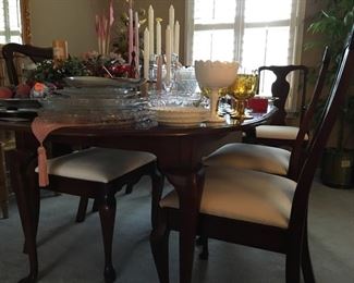 Queen Ann Cherry Dining Room Table and Chairs