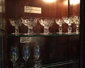 Heisey Rose Crystal Glassware 7 Sherbert Bowls