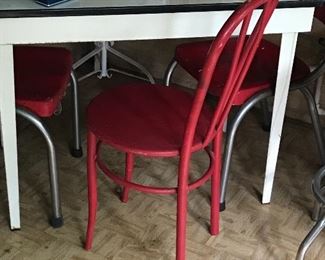 Enamel top table & bentwood chair