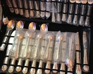 Silver plate flatware set