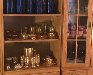 More cobalt glass & Floragold glassware