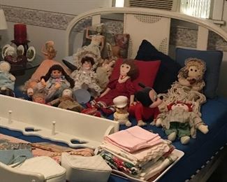 Metal bed and doll collection