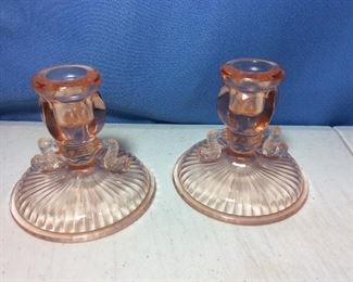 Depression Glass Candle Holders